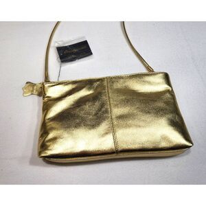 Dimargeaux Womens Leather Clutch Gold Metallic NWT Crossbody Y2K Evening Party